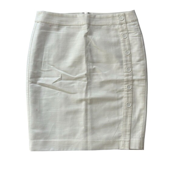 Loft‎ NWT White Skirt Sz 8P Button Detail Cotton Lined - Picture 1 of 3